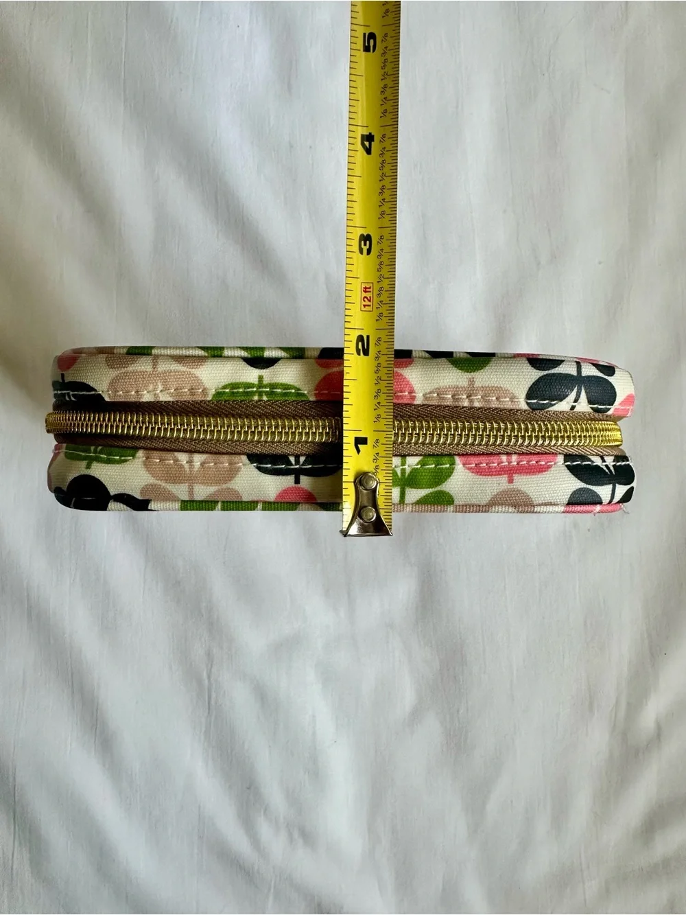 Orla Kiely Floral Stem Pattern Pouch in Green, Pink, Black, Beige